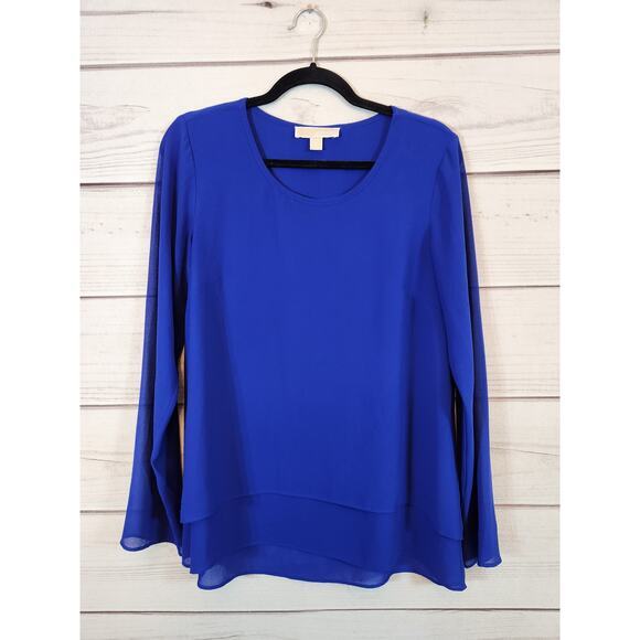 MICHAEL Michael Kors Womens Long Sleeves‎ Tunic Top Crew Neck Blue Size M - Picture 1 of 5